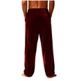 thumbnail image 5 of Men's Fleece Pajama Pants Comfy Flannel Elastic Waist PJ Bottoms Classic Solid Color Lounge Pants with Pockets, 5 of 6