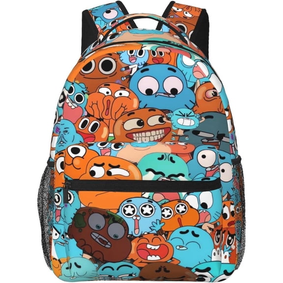 Anime The Amazing World of Gumball Backpack Canvas Funny Couple Backpacks 3D Large Capacity Travel Bags Gym Daypack Unisex