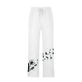 thumbnail image 6 of IROINNID Drawstring Pants for Men Summer Cotton Linen Wide Leg Pants Elastic Waist Printed Leisure Sports Holiday Pants,White, 6 of 6