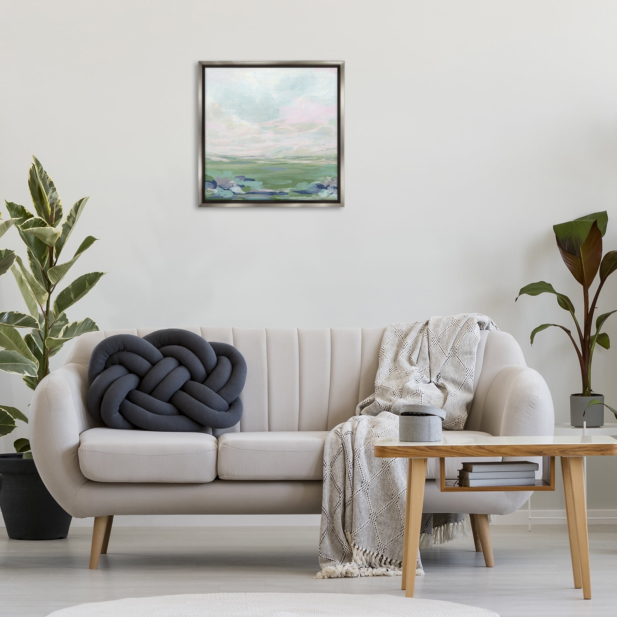 Stupell Industries Faded Grassland View Landscape & Nature Painting Gray Floater Framed Canvas Art Print Wall Art, 25 x 25