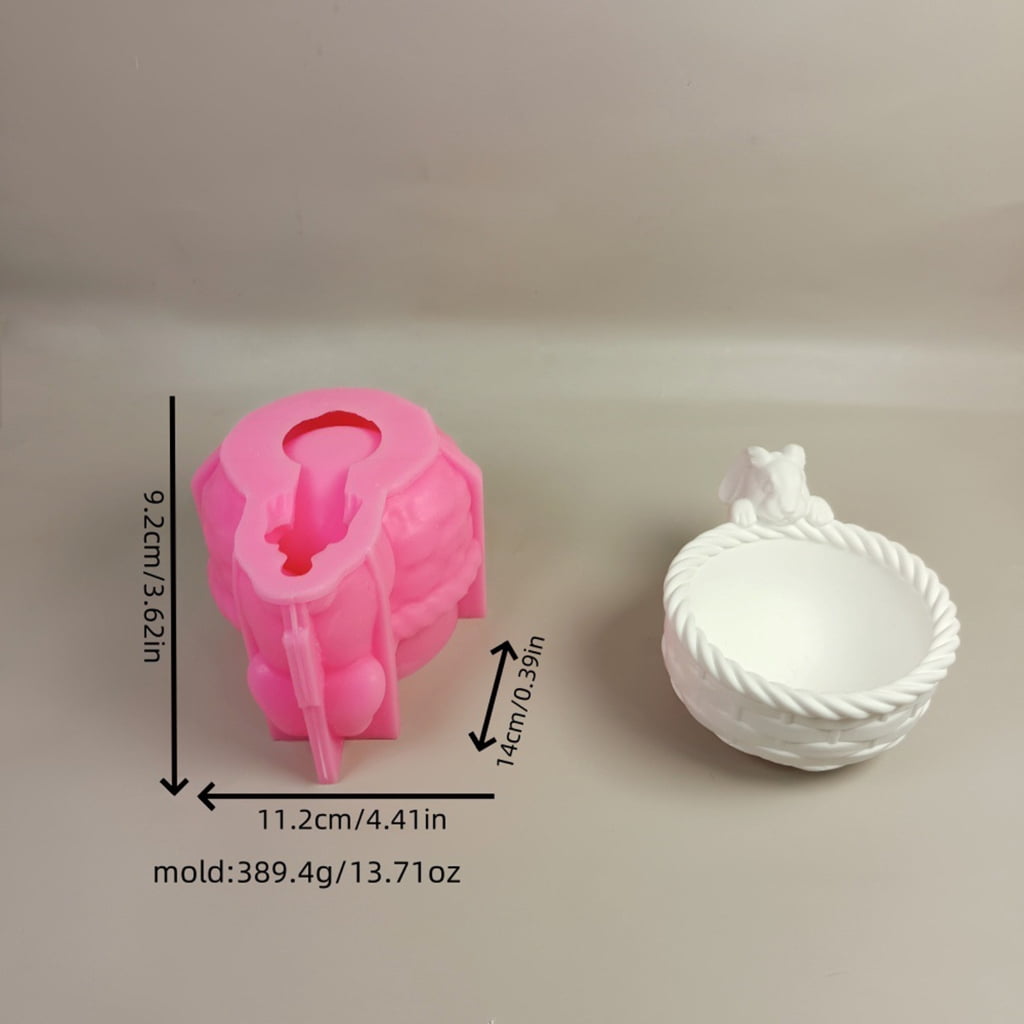 3D Bunnies Basket Silicone Molds for Candle Soap Succulent Planter Jewelry Case Epoxy Resin Molds Gypsum Silicone Molds