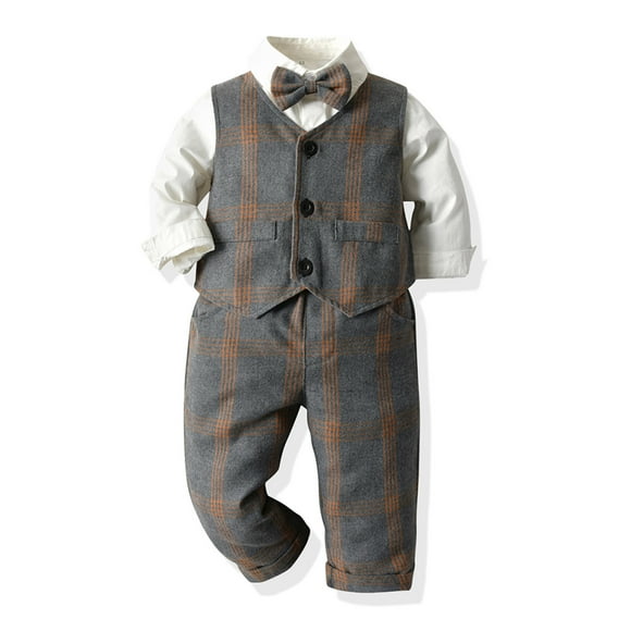 Infant Boys Semi Formal Outfit Bowtie Dress Shirt Vest Easter Outfit Baby Boy Newborn Boy Outfit 6-12 Months