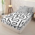 thumbnail image 2 of Homewish Abstract Wavy Stripes Zipper Twin Comforter Sets with Fitted Sheet and 2 Pillowcases,Contemporary Artwork Zipper Bedding Set,White Black,Reversible,4pcs, 2 of 8