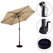 Costway 9FT Patio Solar Umbrella LED Patio Market Steel Tilt W/ Crank