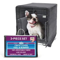 Pet Dreams 3-Piece Set Includes Dog Crate Cover, Dog Mat & Bumper Pad- Washable Kennel Bedding fits iCrate Dog Cages 24, 30, 36, 42 Inch Grey, Small, 24"