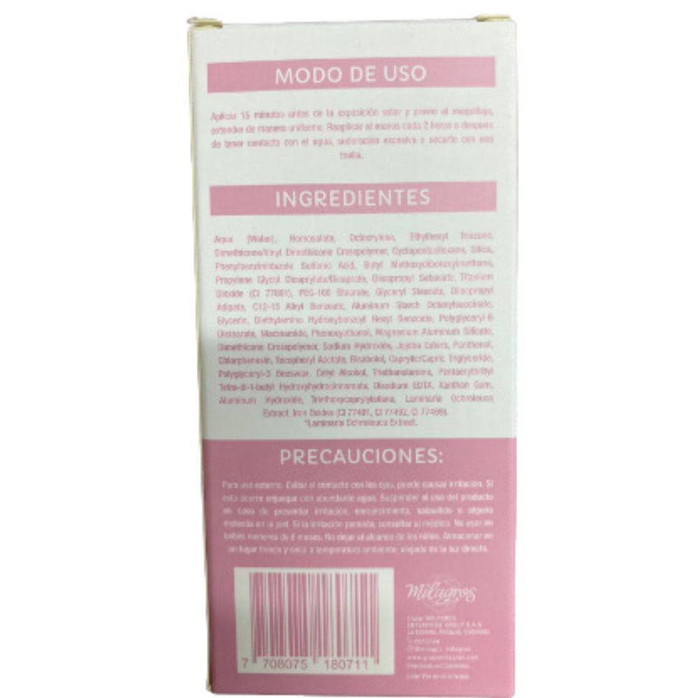 Milagros Protector Solar (Pack 2) Con Color, Protector Solar Milagros, Milagros Prodcutos Colombianos, Protector Solar Milagros con y sin Color