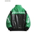 thumbnail image 6 of Men's Racing Style Zip Jacket - Green & Black Color-Blocking, Stand Collar, Loose Fit, Polyester Lining, Casual Streetwear, Everyday Wear, Motorcycle Jacket, Durable Jacket, 6 of 6