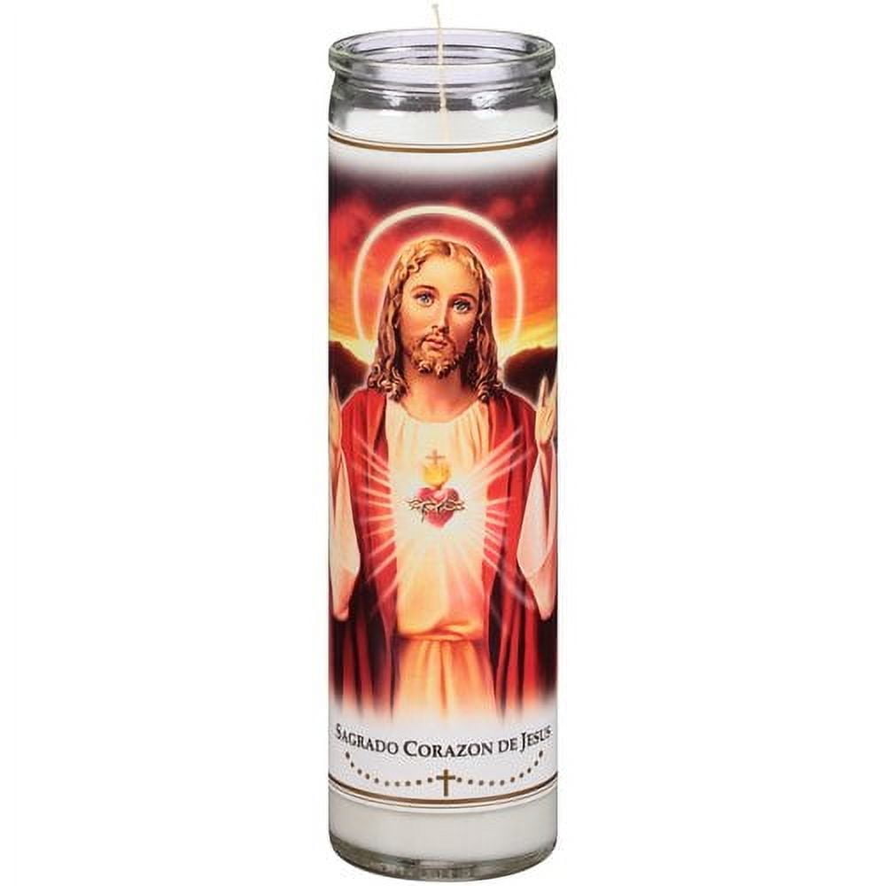 (6 pack) Continental Candle Rosary Series Sacred Heart of Jesus Candle, White, 8"