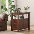 thumbnail image 2 of VVFLU Farmhouse End Table with Charging Station, Cherry Nightstand Narrow, Skinny Slim Small, Bedroom, 2 of 9