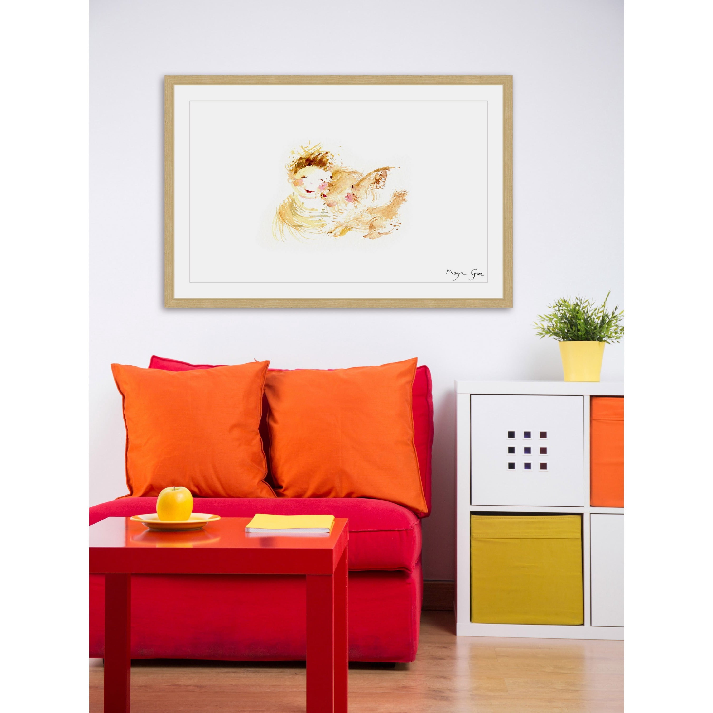 Marmont Hill "Boy and Dog Love" by Maya Gur Framed Painting Print