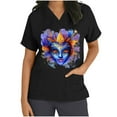 thumbnail image 3 of lcziwo Mardi Gras Scrub Tops for Women Nursing Uniforms Casual V Neck Short Sleeve Tees Blouse Funny Printed Holiday Working Scrubs with Pockets Black L Ofertas en Walmart, 3 of 6