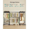 thumbnail image 3 of SONGMICS Heavy-Duty Clothes Rack, Extendable Garment Rack, Portable Closet with Adjustable Mesh Shelves and Hanging Rails, Hooks, Ink Black, 3 of 5