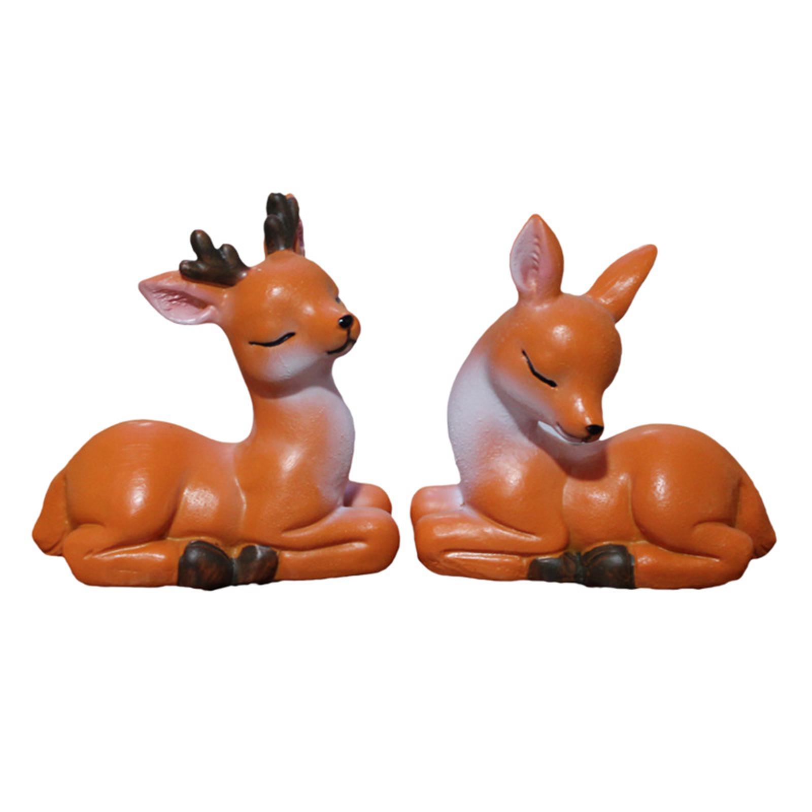 simhoa 3x2Pcs Cute Deers Figurines Deer Animal Figurines for Potted Bedroom Decoration - image 3 of 10