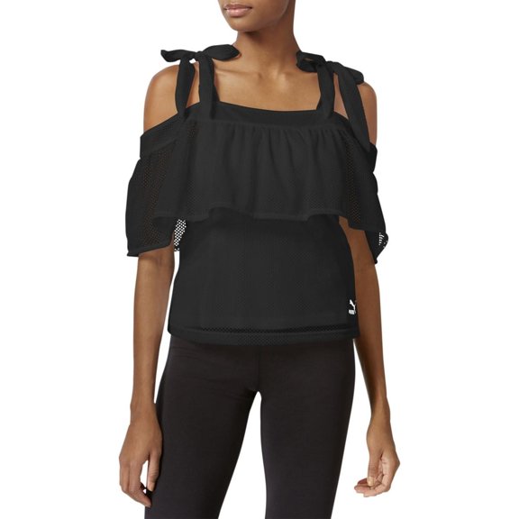 Puma Womens Mesh Tiered Pullover Top