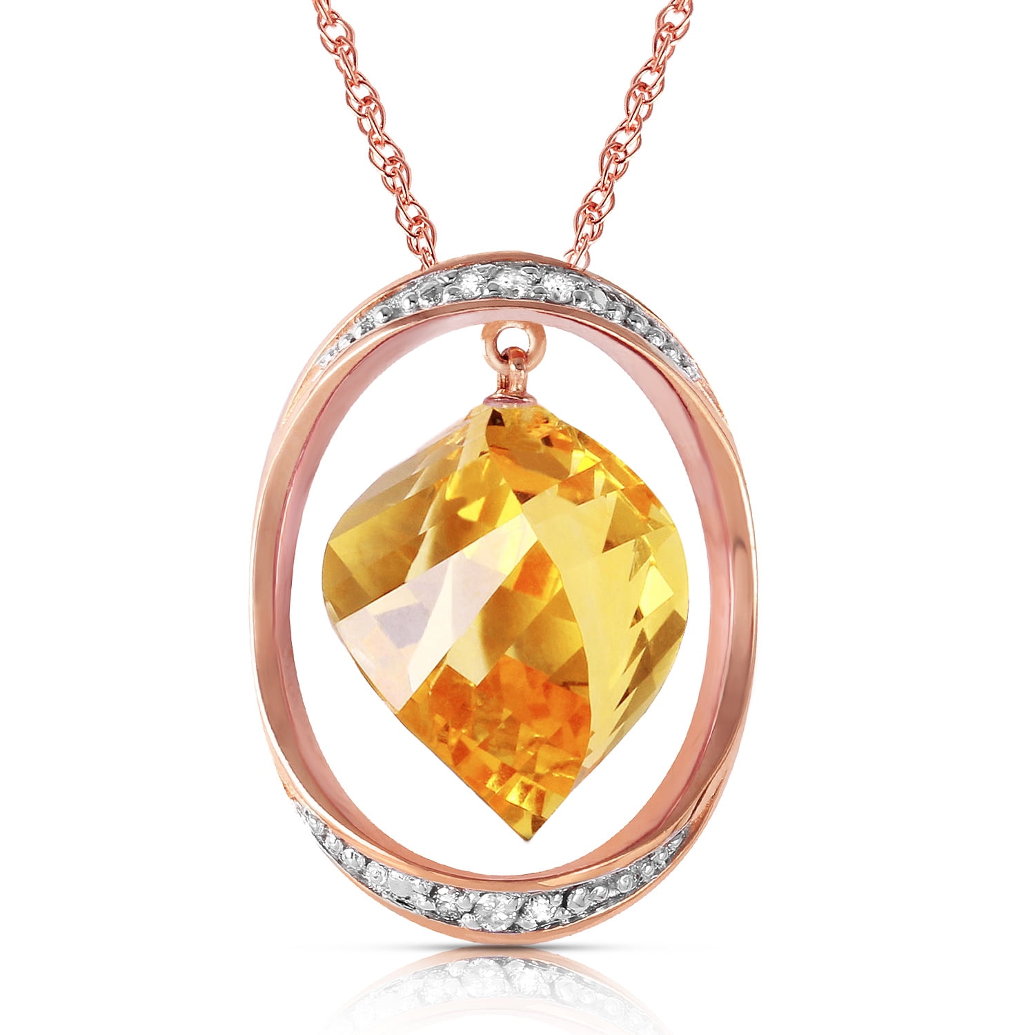 Galaxy Gold 14K Solid Gold 11.85 Carat Natural Diamond Briolette Necklace for Women - Rose Gold Fine Jewelry