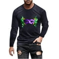 thumbnail image 4 of Ceisia Men's Mardi Gras Mask Print T-Shirt | Slim Long-Sleeve Crewneck Winter Casual Top Gift, 4 of 5