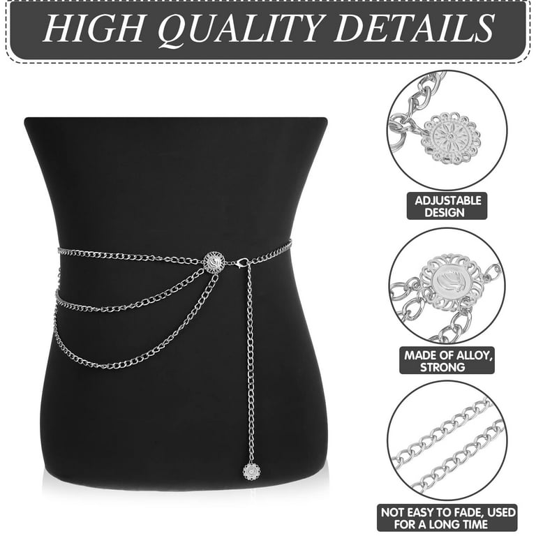 Girls Chain Design Waist Belt Gold Silver Adjustable for Ladies Dresses  Outfits