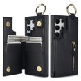 thumbnail image 2 of JTCASES for Samsung Galaxy S24 Ultra Case, PU Leather Lychee Pattern Zipper Purse Finger Ring Buckle Card Slots Stand Shell for S24 Ultra Wear-resistant Shockproof Wallet Cover, Black, 2 of 8