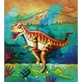 thumbnail image 3 of Dinosaur Duvet Cover Set, Colorful Illustration of Velociraptor in Prehistoric Natural Wild Environment, Decorative 3 Piece Bedding Set with 2 Pillow Shams, Queen Size, Multicolor, by Ambesonne, 3 of 3