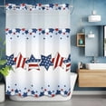 thumbnail image 6 of No Hook Shower Curtain with Snap in Liner, Independence Day Pentagram Red Stripe Star Seamless Waterproof Bath Curtain Double Layers with See Through Top Window, Blue Gradient Shower Curtains 48x72in, 6 of 9
