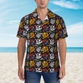 thumbnail image 2 of Vsdgher Pumpkin And Flying Bat Print Men's Hawaiian Shirts Button Down Tropical Holiday Beach Shirts Vacation Clothes,, 2 of 7