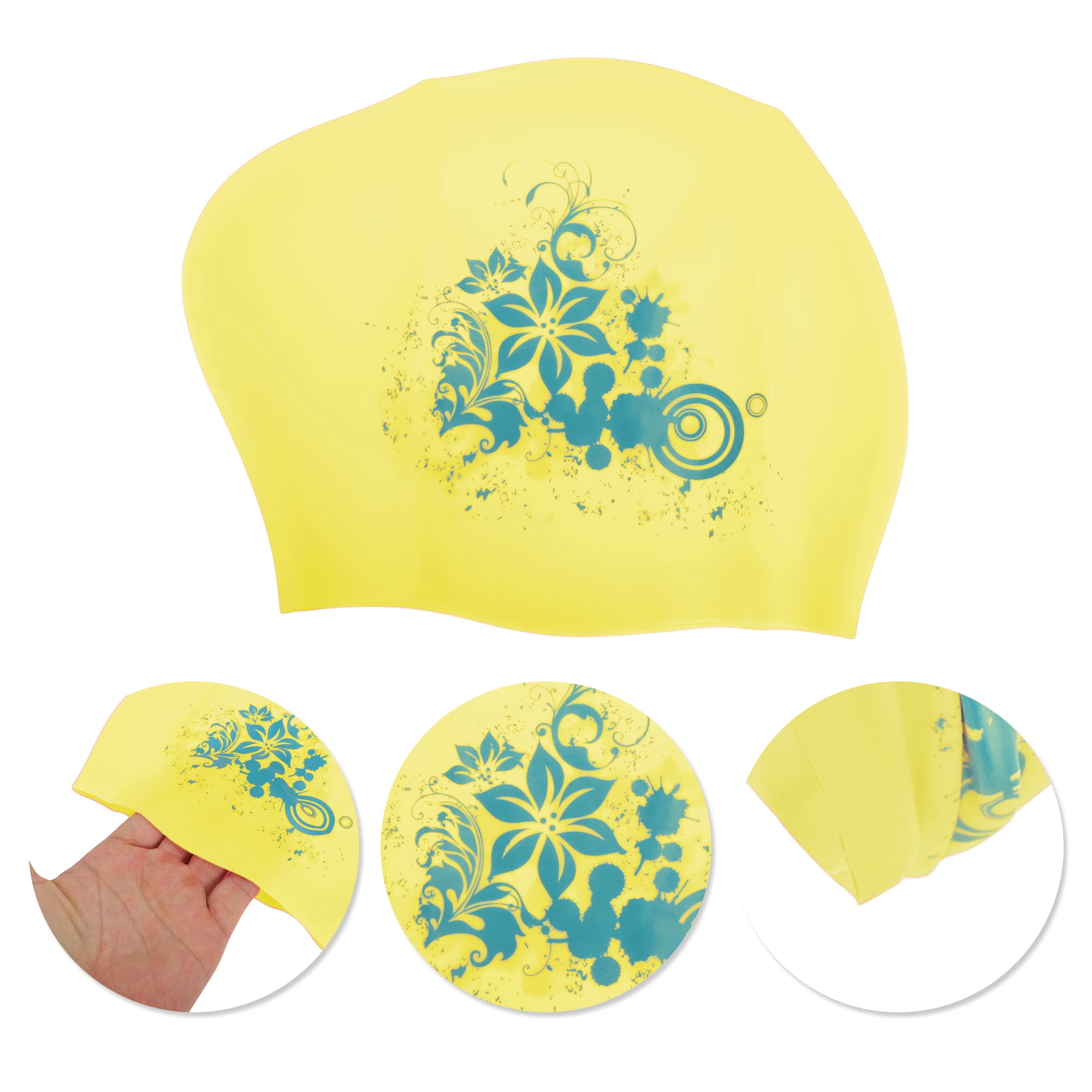 Unique Bargains Floral Pattern Swim Cap 1Pc Yellow