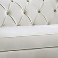 thumbnail image 3 of Benjara Div 87 Inch Chesterfield Sofa, 2 Pillows, Reverse Camelback, White Velvet, 3 of 5