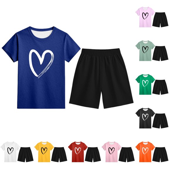 Toddler Girls Outfit Printed Short Sleeve Casual Youth Home Cute Everyday Summer for Girls Shorts Set