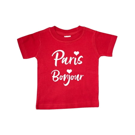 

Inktastic Paris Bonjour with Hearts in White Text Gift Baby Boy or Baby Girl T-Shirt