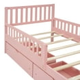 thumbnail image 4 of Noble House Twin Size Wood Platform Bed with Guardrails on Both Sides and Two Storage Drawers ,Pink, 4 of 7