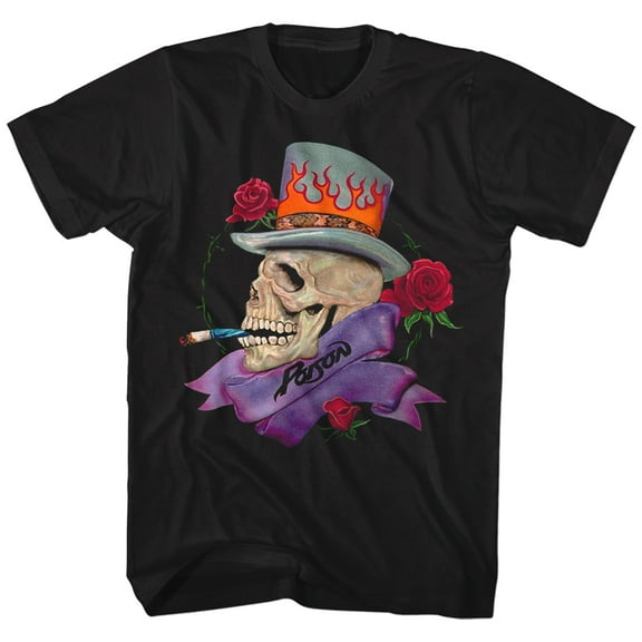 Poison Skull Smokin' Black Adult T-Shirt