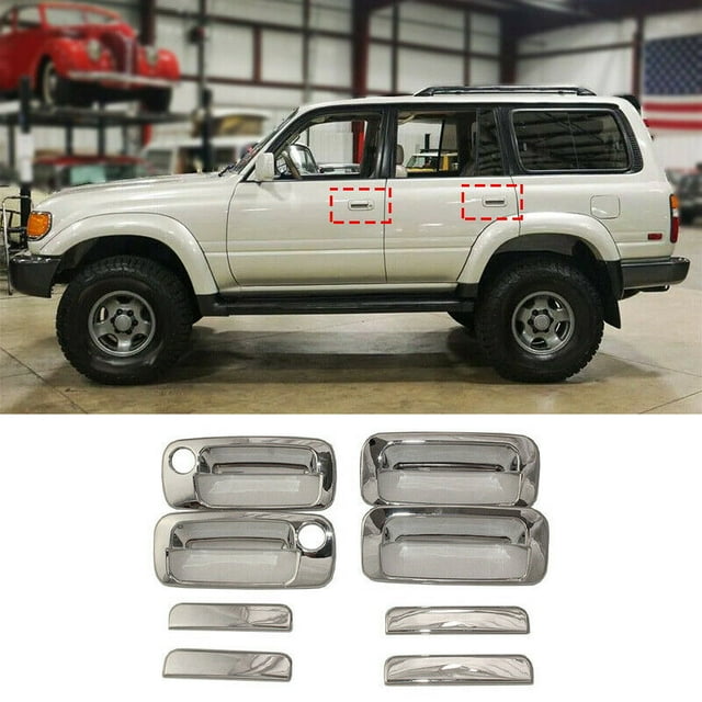 For Land Cruiser LC80 FJ80 1990 - 1997 Chrome Side Door Handle Bowl Cover Trim 8 pcs -
