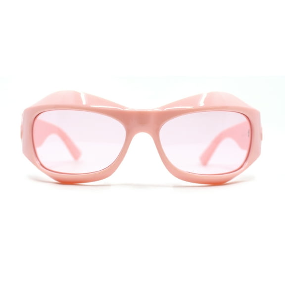 Trendy Fashion Curved Wrap Sport Thick Plastic Sunglasses All Pink