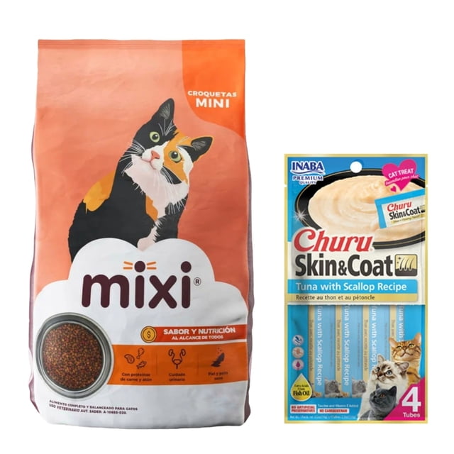 Mixi 9 Kg + Churu Skin&Coat Atún y Vieira Snack 4 tubos de 14g