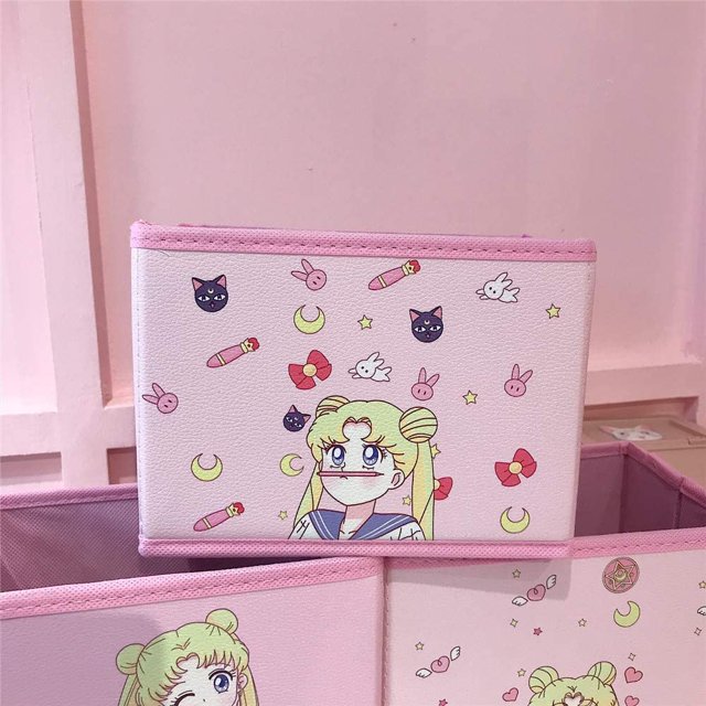 Caja de almacenamiento de dibujos animados, almacenamiento de maquillaje de escritorio de personaje de modelo de anime japonés lindo LingWen 8390615971584