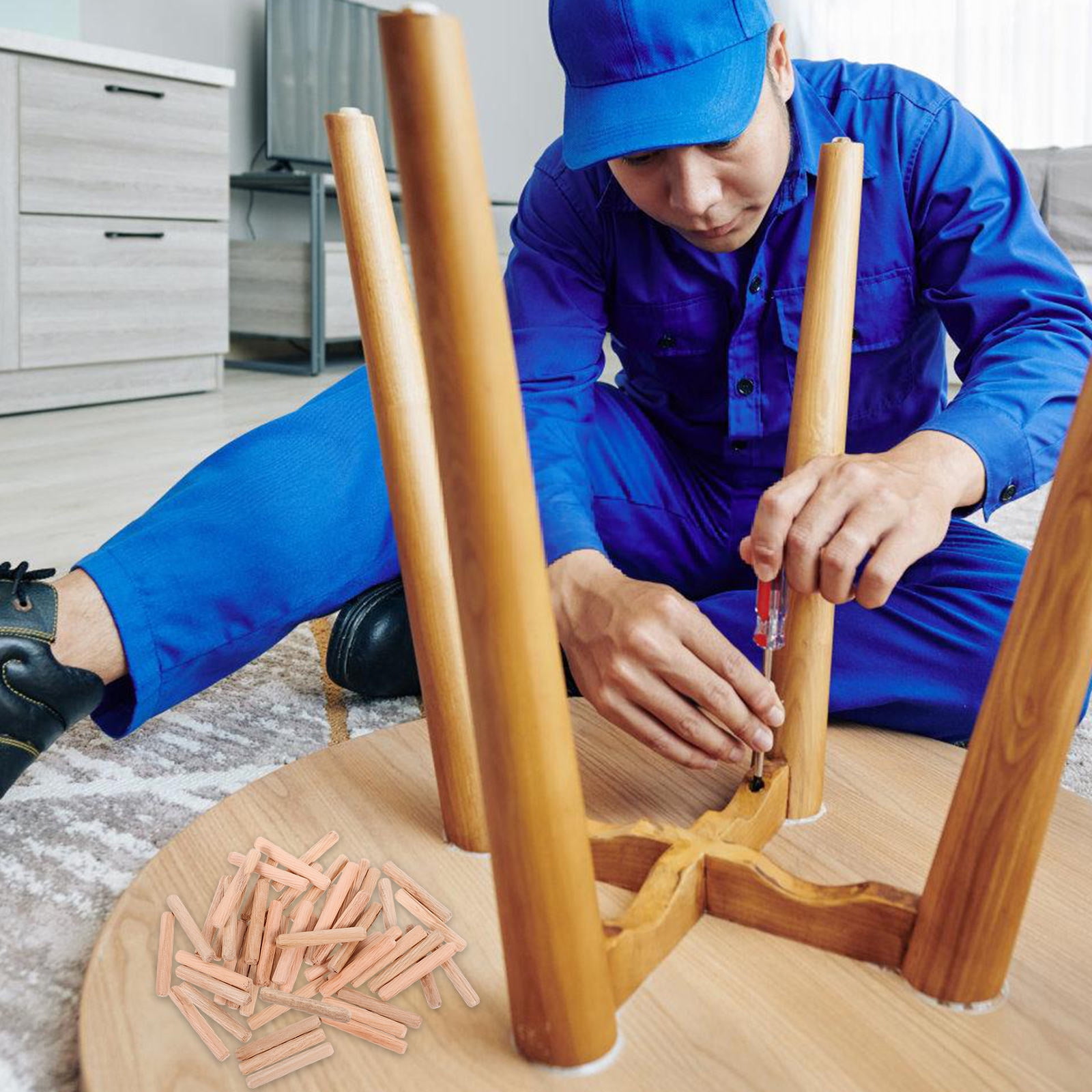 OUNONA Brown Wooden Craft Dowels for Furniture Assembly, Secure Connections, and Drawer Repair Kits