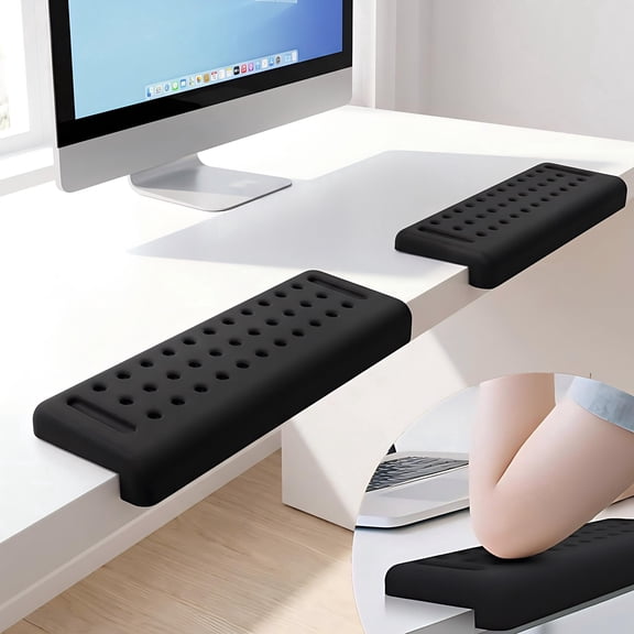L-Shaped Desk Edge Cushion, 2 PCS Elbow Rest for Desk with Ergonomic Support, Memory Foam Elbow Pad & Arm Rest for Palm, Wrist & Forearm, Non-Slip & Separate Design, Office & Home, Black