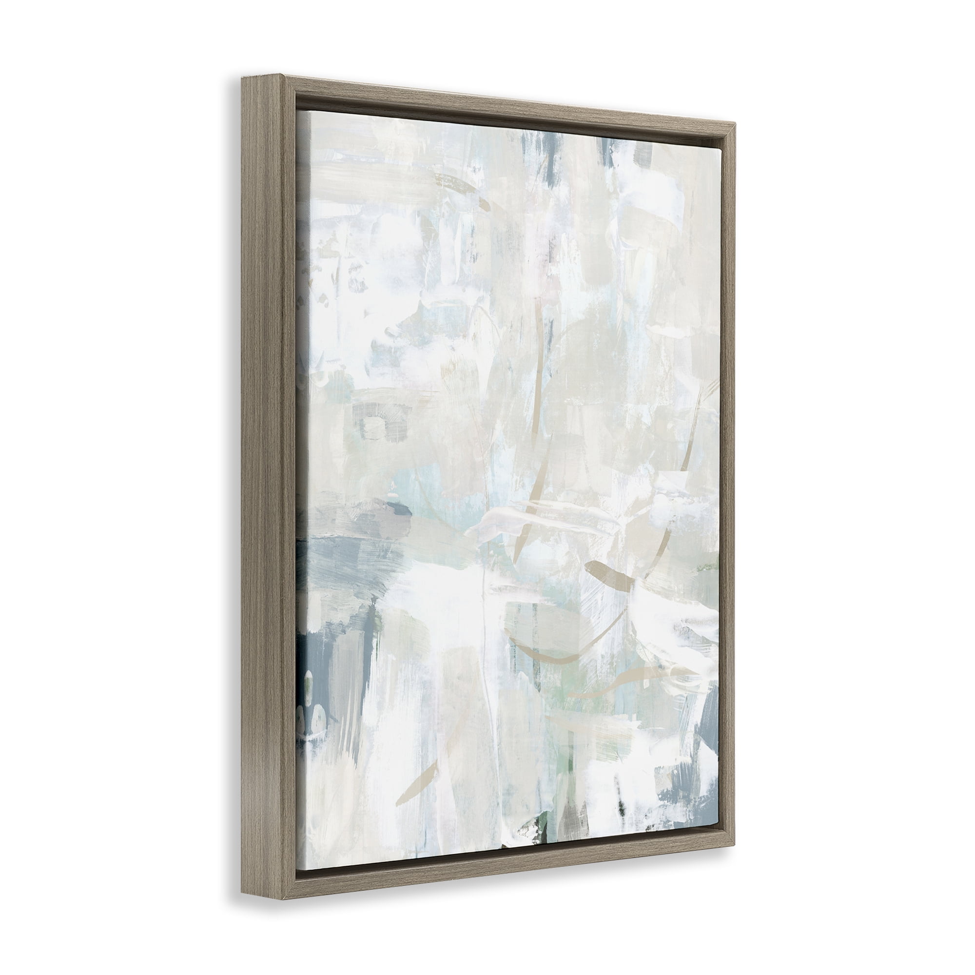 Stupell Industries Faded Off-White Abstract Abstract Painting Brown Floater Framed Canvas Art Print Wall Art, 17 x 21