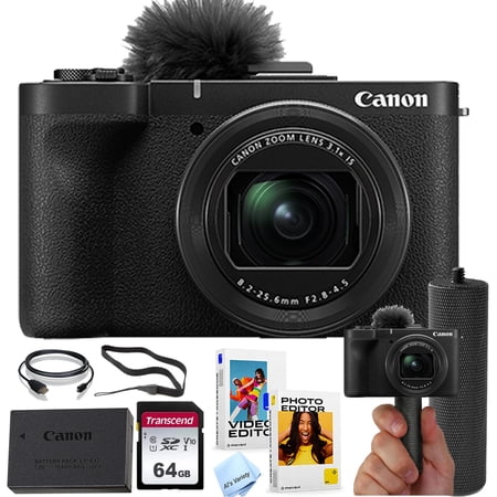 Canon PowerShot V1 Digital Camera + 64GB Memory + Stabilizing Grip + Software Pack +More (Value Bundle) (International Version)