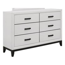 Pemberly Row Modern White and Black 6-Drawer Wood Bedroom Dresser