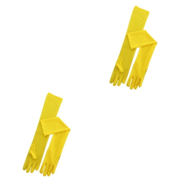 Jumpingount 2 uds 45cm estilo banquete cena guantes de vestir cálido elástico protector solar guante elástico manopla para conducir primavera Amarillo 2piezas
