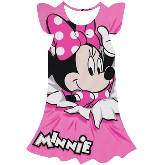 Nuevos vestidos de Mickey Mouse para niños, ropa de verano para niñas, vestido de princesa de Disney, vestido de Cosplay con estampado 3D de dibujos animados de Minnie Mouse, disfraces 4T Gao Jinjia LED