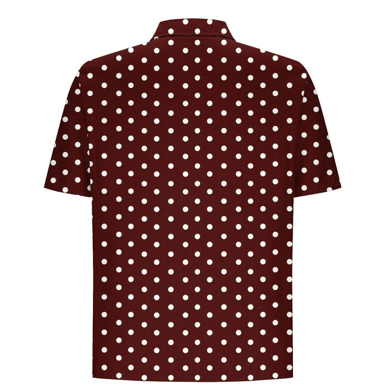 mens polka dot dress shirt short sleeve Zcfzjw Mens Button Down Slim Fit Dress Shirt Fashion Polka Dot Printed Short Sleeve Button Down Shirts Summer Business Casual Work Shirts Wine XXL