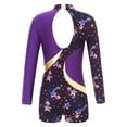 thumbnail image 2 of TTAO Girls Long Sleeve Gymnastics Leotards Stretchy Ballet Dance Unitard Athletic Shorty Bodysuit Purple&Black 6, 2 of 7