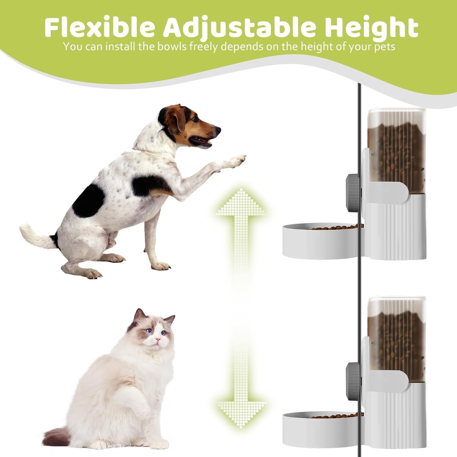 1L Auto Gravity Pet Feeder and Waterer Set Kennel Feeding Station Crate Feeder Dish Adjustable for Rabbit Puppy Cats Ferret