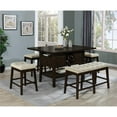 thumbnail image 2 of Cappuccino Wood Counterheight Dining Set with Beige Fabric Stools and Bench, 2 of 3
