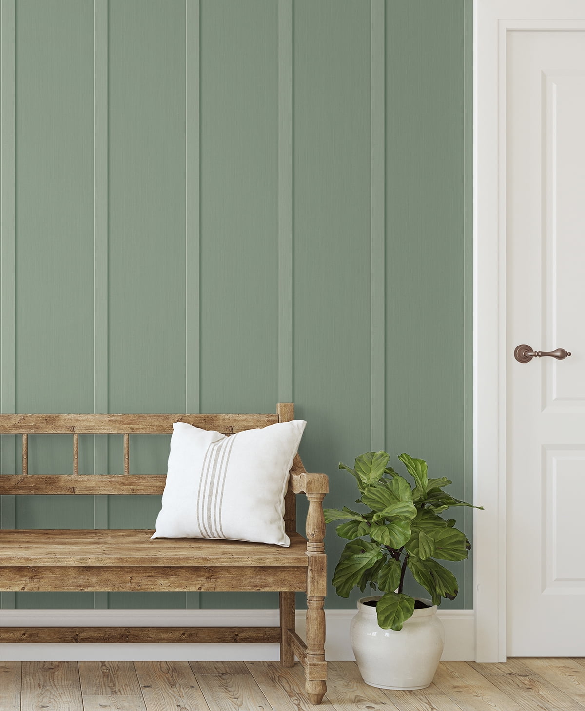 Seabrook Designs  Faux Board & Batten Prepasted Wallpaper 20.5 in. W x 33 ft. L - Sage Green