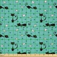 thumbnail image 2 of Ambesonne Cat Fabric by the Yard Microfiber, Mice Paw Prints Fun Cartoon, 10 Yards, Seafoam Black White, 2 of 2