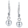 thumbnail image 2 of Simple Basic Dangling Lever back Round Bead Ball Drop Earrings for Women .925 Sterling Silver 6MM, 2 of 5