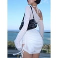 thumbnail image 2 of Women's White Drawstring Side Flare Sleeve Asymmetrical Neck Elegant Dress, 2 of 4
